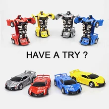 High Simulation One-button Back-up Deformation Vehicle Lamborghini Poison Transform Robot Car Model Toys for Children Funny Gift one robot