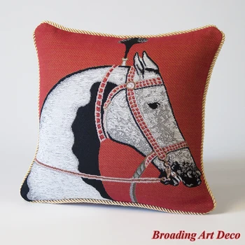 

Medieval Tapestry Pillow Cushion Cover White Horse, Jacquard Weave Home Textile Decoration Cotton 100% Double Sided Size 38x38cm
