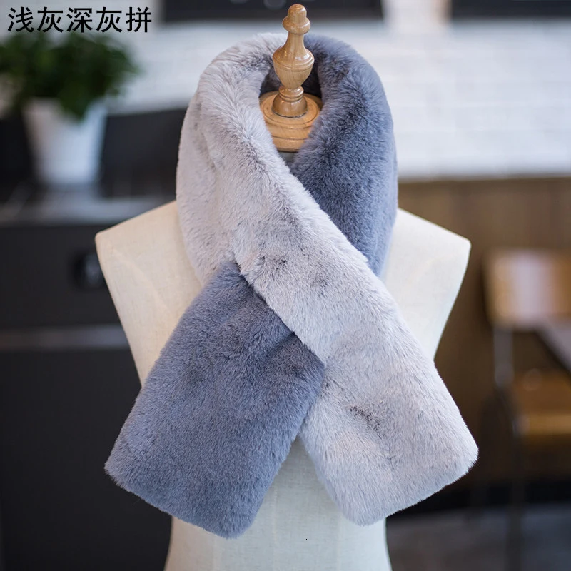 [EAM] женский шарф с имитацией кроличьей шерсти, сохраняющий тепло, длинный индивидуальный Модный осенне-зимний шарф JY867 - Цвет: gray