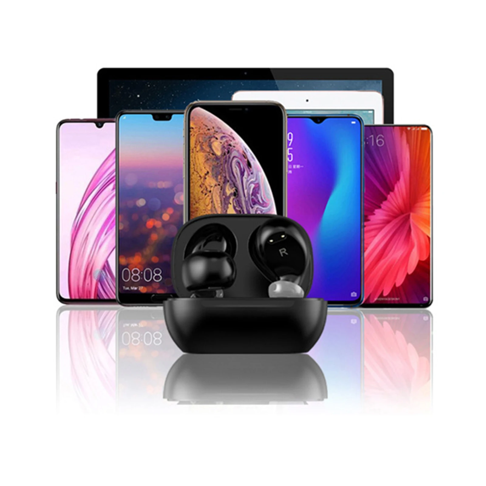 Wireless Headphones HD Stereo Noise Cancelling Gaming Headset TWS Fingerprint Touch Charging Box Bluetooth Earphones