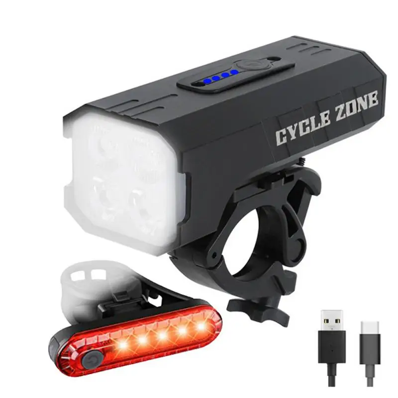 Waterproof Bicycle Light USB Charging Bike Front Taillight Set T6 LED Flashlight Cycling Rotat Highlight Accessories | Спорт и