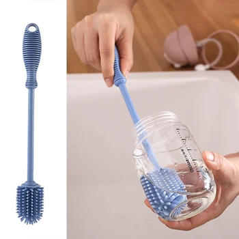 

For Baby Kitchen Bottle Cleaning Brush With Hanging Hole Vase Soft Silicone Home Anti Slip Washing Long Handle Water Cup
