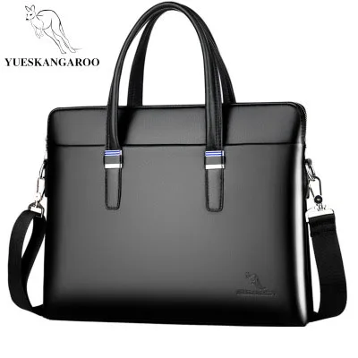 Черный YUESKANGARO, модная сумка на плечо, мужской портфель, А4, из искусственной кожи, мужские сумки, бизнес, для ноутбука, тоут, роскошный бренд, мужской портфель, s, сумки - Цвет: Черный