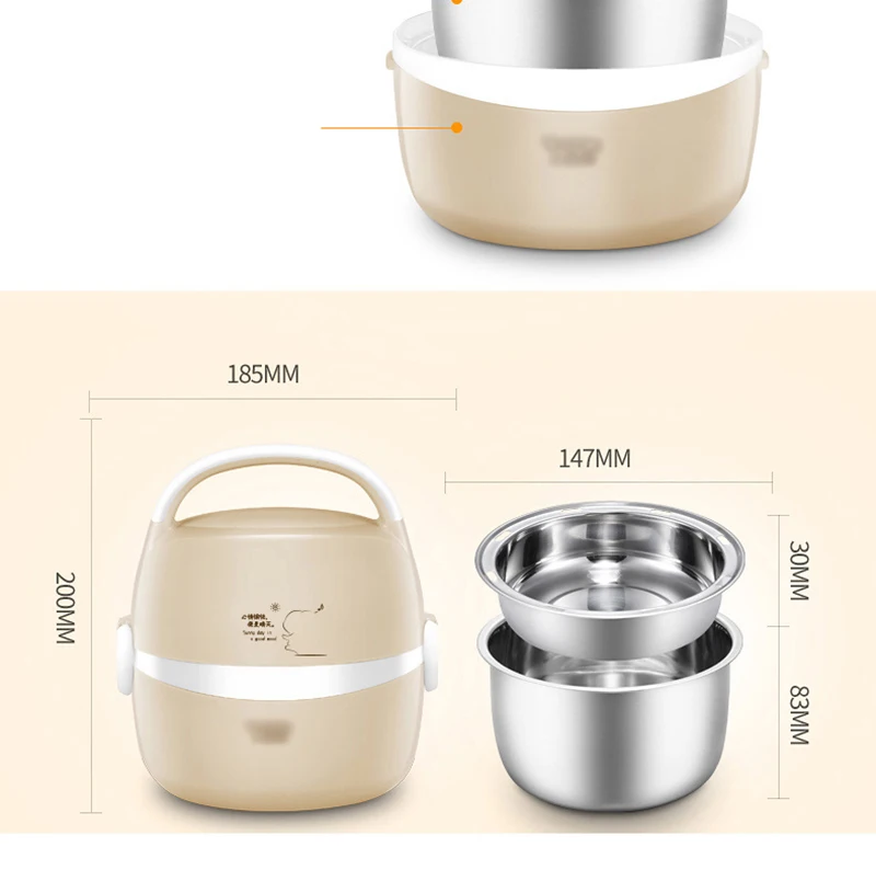 Electric lunch box double stainless steel liner heating lunch box hot rice plug in electric heating lunch box steaming rice22