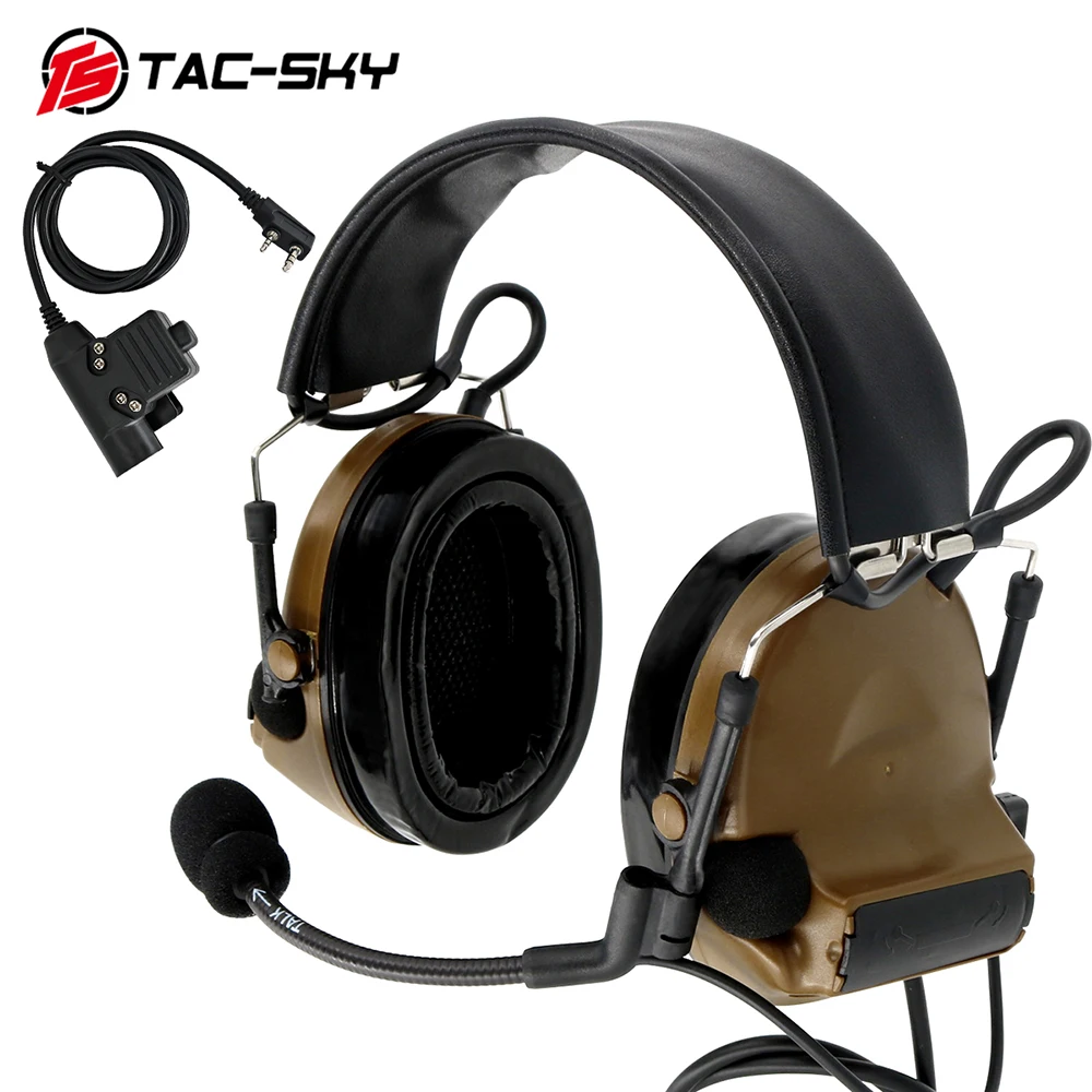 TAC-SKY 전술 헤드셋 COMTAC II 픽업 및 소음 감소, 군용 에어소프트 헤드폰, 청력 보호, 슈팅 헤드셋