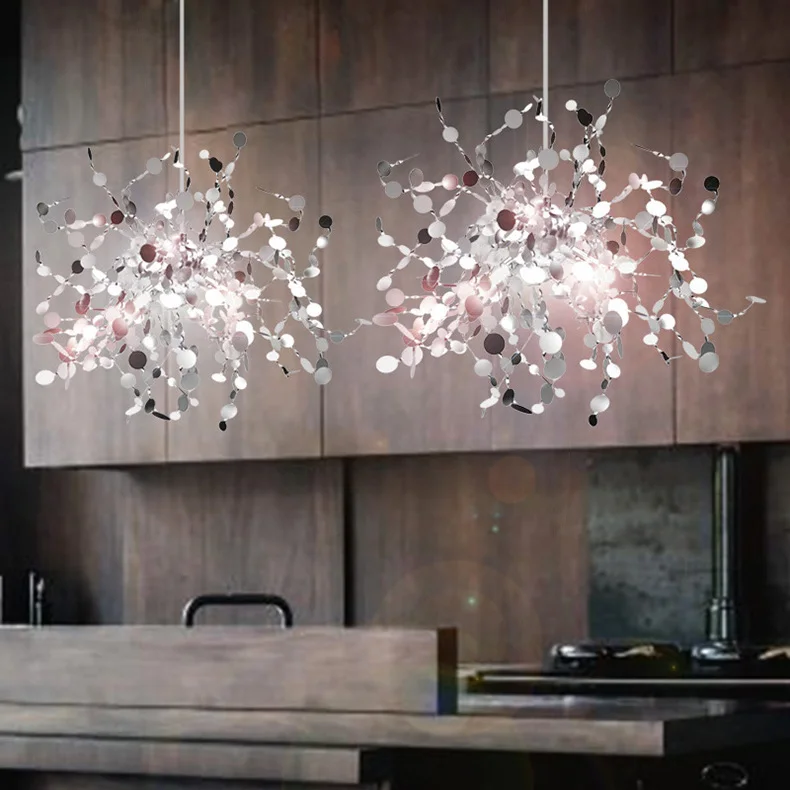 

Terzani Argent Lighting Hand Made Stainless Steel Leaf Chandelier Lamp For Living Room/bedroom Home Deor Lighting Celier