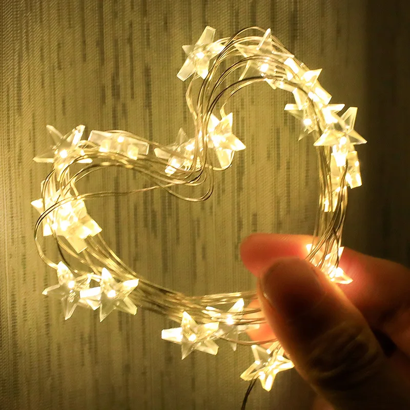 

Hot Sales Button Stars Light Lighting Chain LED Five-pointed Star Christmas Holiday Gifts Cake li xiao Colorful Lights
