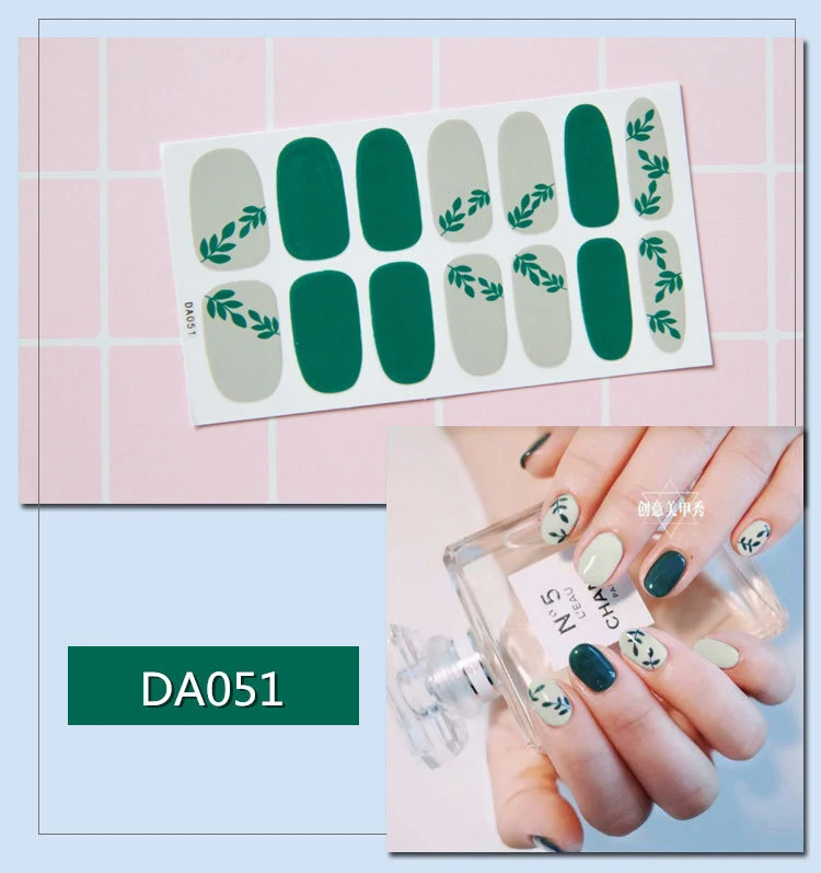DA051 14 шт./компл. 31 дизайнерские наклейки для ногтей DIY Nail Art Наклейки Водонепроницаемый Стикеры s самостоятельно аппарат для крепления на гвоздях и Стикеры маникюрные украшения - Цвет: DA051