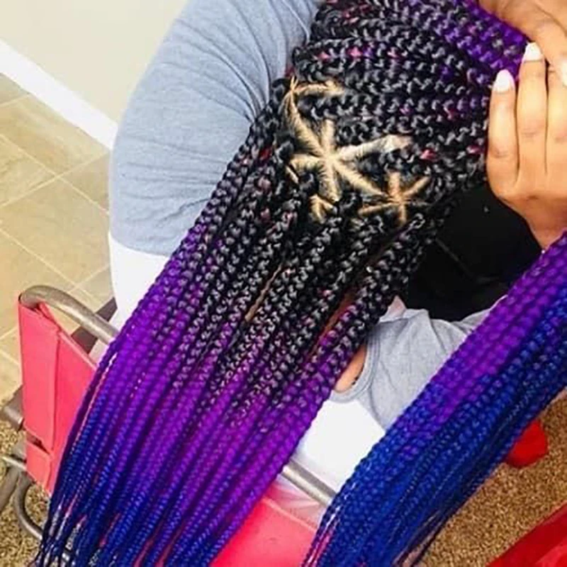 Caja Senegalesa de 24 pulgadas para mujer, extensiones de pelo trenzado sintético de ganchillo, Color degradado, 24 Roots/Paquete de cabello