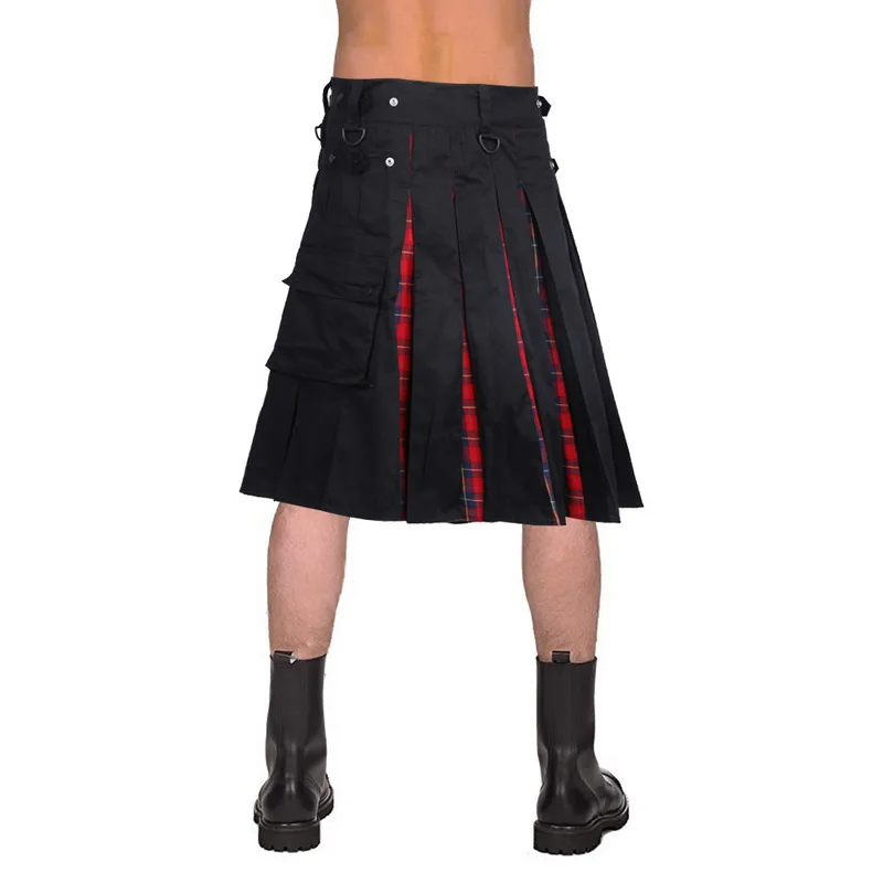 Мужская шотландская килт Регулируемая талия юбка брюки одноцветная клетчатая стильная повседневная панк хип-хоп юбка брюки новая модная юбка