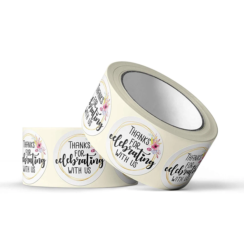 

500PCS thanks for celebrating with us Stickers Label Round Christmas Wedding paty Decoration Sealing Stickers Gift Bags Labels