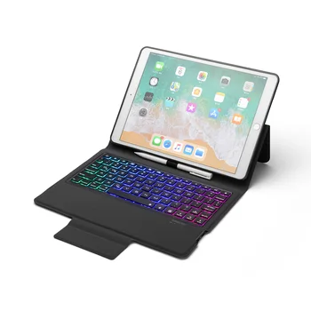 

Wireless Bluetooth Keyboard Tablet Cases for iPad Pro 10.2 2019 Leather Cases with LED Backlight Cover for Apple iPad Pro 10.2
