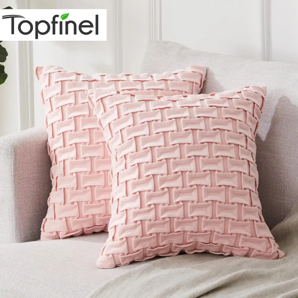 

Topfinel Soft Velvet Pillowcase Decorative Luxury Horizontal Grid Cushion Cover Square Pillow Home Decor Cover For Sofa Bed Car