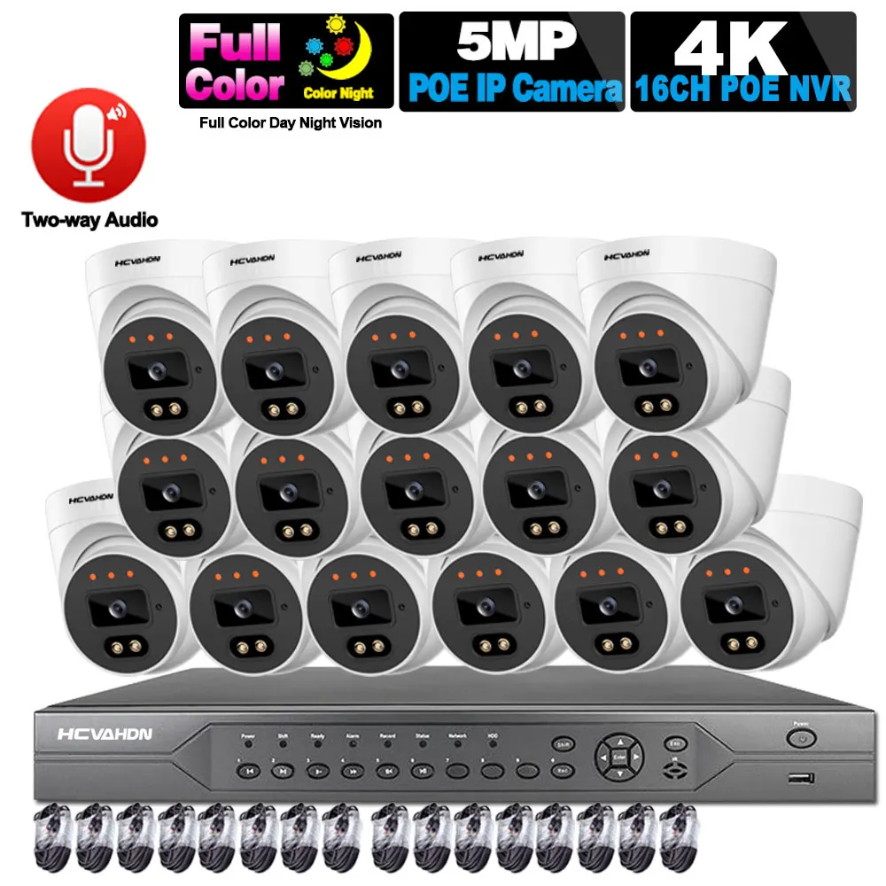 H.265 камера видеонаблюдения системы безопасности Kit комнатный 16CH 5MP POE NVR