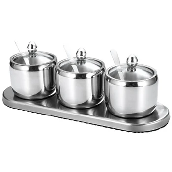 

Seasoning Jar Visual Sugar Bowl Multi-Function Seasoning Seasoning Jar Seasoning Box Three-Piece Set