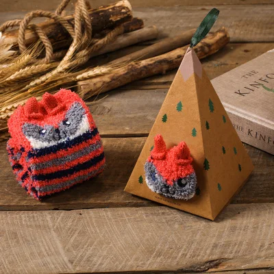 Милые Рождественские Носки с рисунком оленя в виде животных, подарок, объемные пушистые коралловые бархатные толстые теплые зимние носки для женщин, подарок на год, носки - Цвет: Style 14