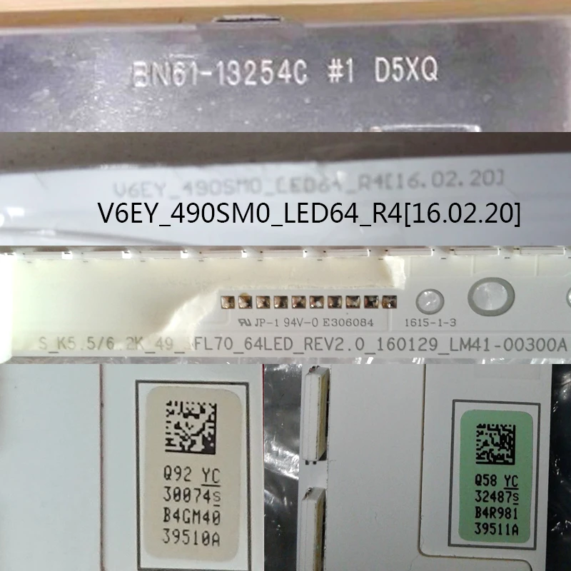 LED Array Bars For Samsung UE49M5510 UE49M5505 LED Backlight Strips Matrix LED Lamps Lens Bands V6EY_490SM0_LED64_R4 LM41-00300A