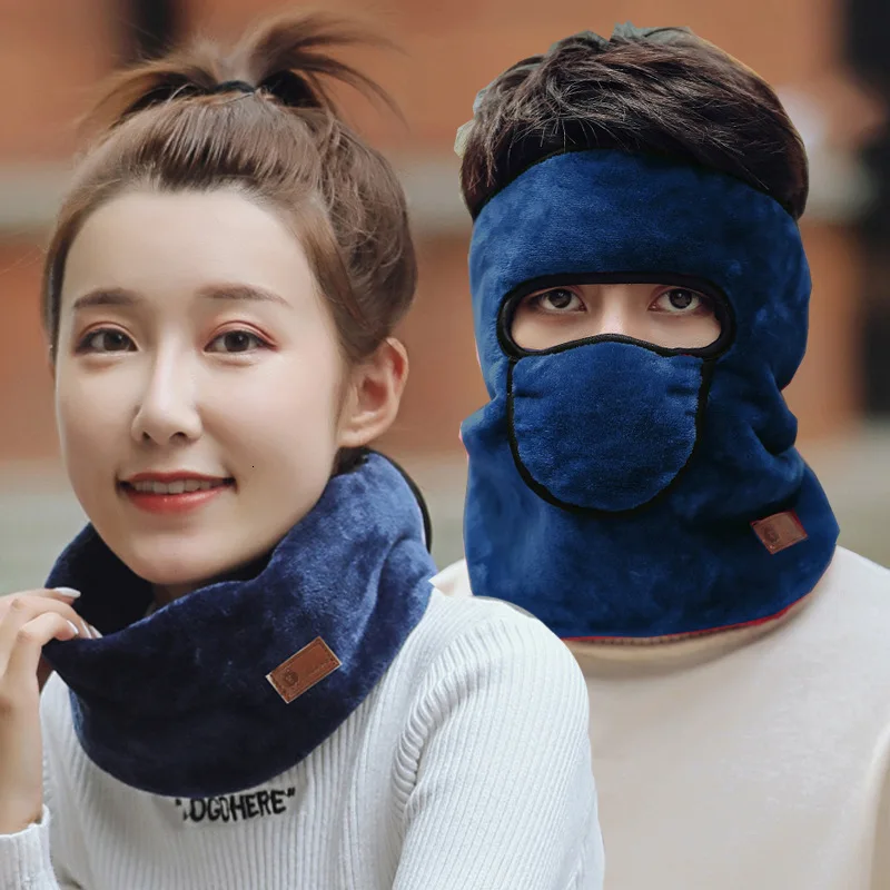 Children Scarf Men Women Baby Thick Warm Neck Protector Mask Family Matching Winter Kids Dad Mom Fleece Scarf Helmet Neck Warmer
