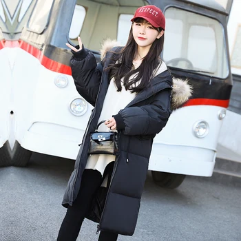 

Hot Women Winter down jacket,Korean version of the long thick coat tide,Big fur collardown jacket coat,Parker down jacket CH807
