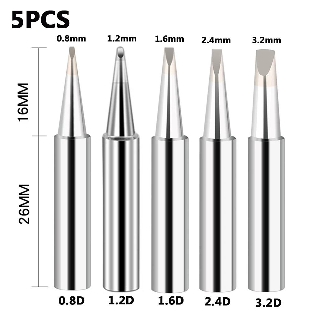 5PCS Soldering Iron Tips Pure Copper Lead-free Solder Tips Replacement For Soldering Repair Station and soldering iron kit stainless flux core wire Welding & Soldering Supplies