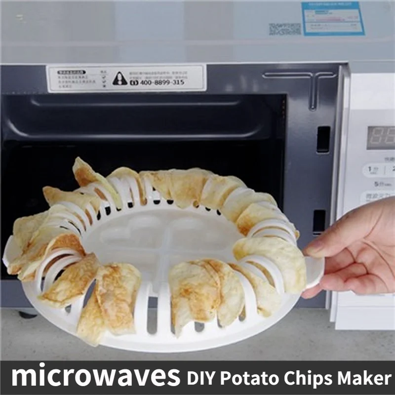 Kitchen Microwave Potato Chips Maker Gadgets Cooking Cook Healthy Home Low Calories Tools 