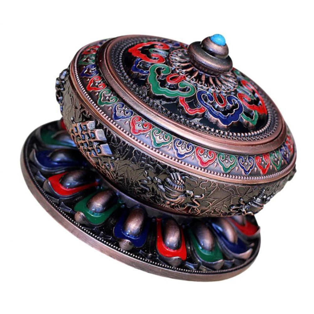Home Decor Incense Burner Emboss Office Copper Alloy Holder Yoga Censer Colorful Portable Tea House Gifts Living Room Meditation