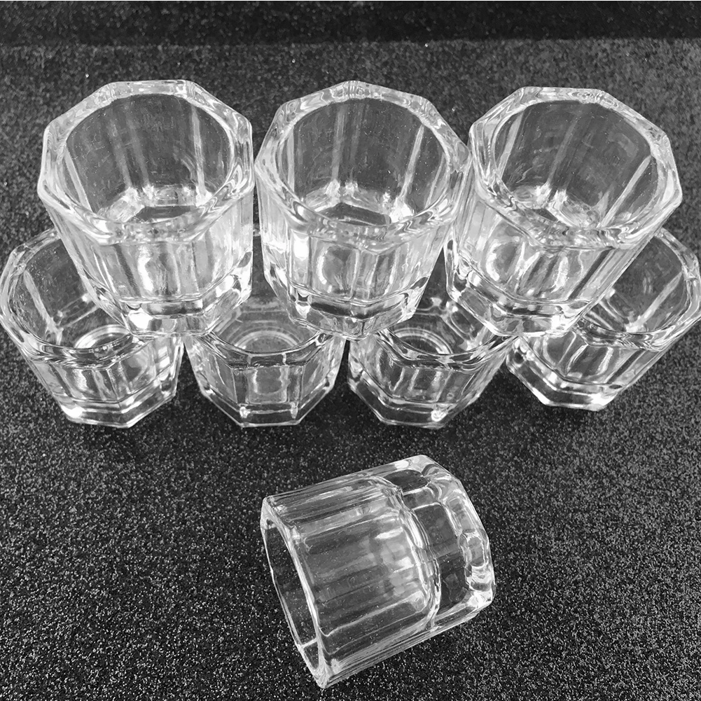 1Pc Acrylic Nail Cup Transparent Crystal Glass Bowl Acrylic Powder Liquid Holder Container Salon Equipment Nail Art Design Tools