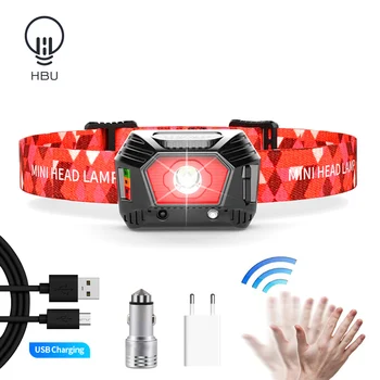 

Mini LED Headlamp with Infrared Sensor and Battery Display Headlight USB Rechargeable Waterproof Night Running Fishing Lights