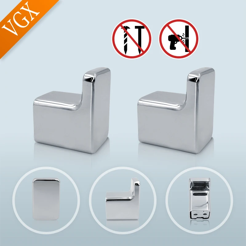 VGX Single Robe Tower Wall Hook Bag Coat Clothes Hanger for Bathroom Accessories Hardware Punch-Free Nail-Free Zinc Chrome Z1882