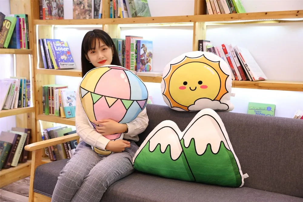 Kawaii плюшевая подушка для сна, облачная звезда, подушка в виде Луны, детская комната, Декор, природа, радужная Подушка, детские подарки на день рождения