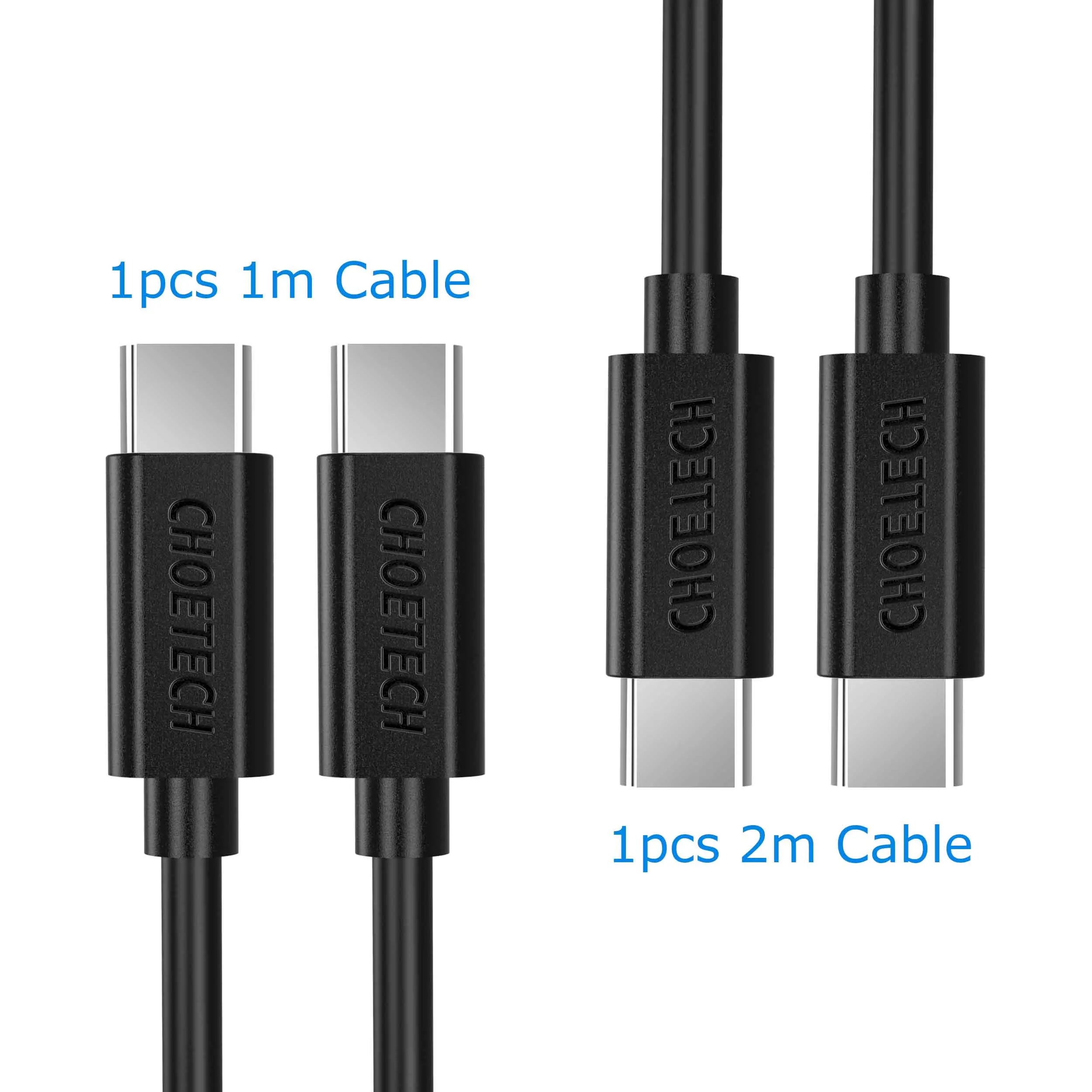 CHOETECH 2 шт usb type C to type C кабель для samsung Galaxy S9 Plus поддержка 3A PD 60 Вт QC3.0 Быстрый зарядный кабель для USB C устройств - Цвет: 2pcs