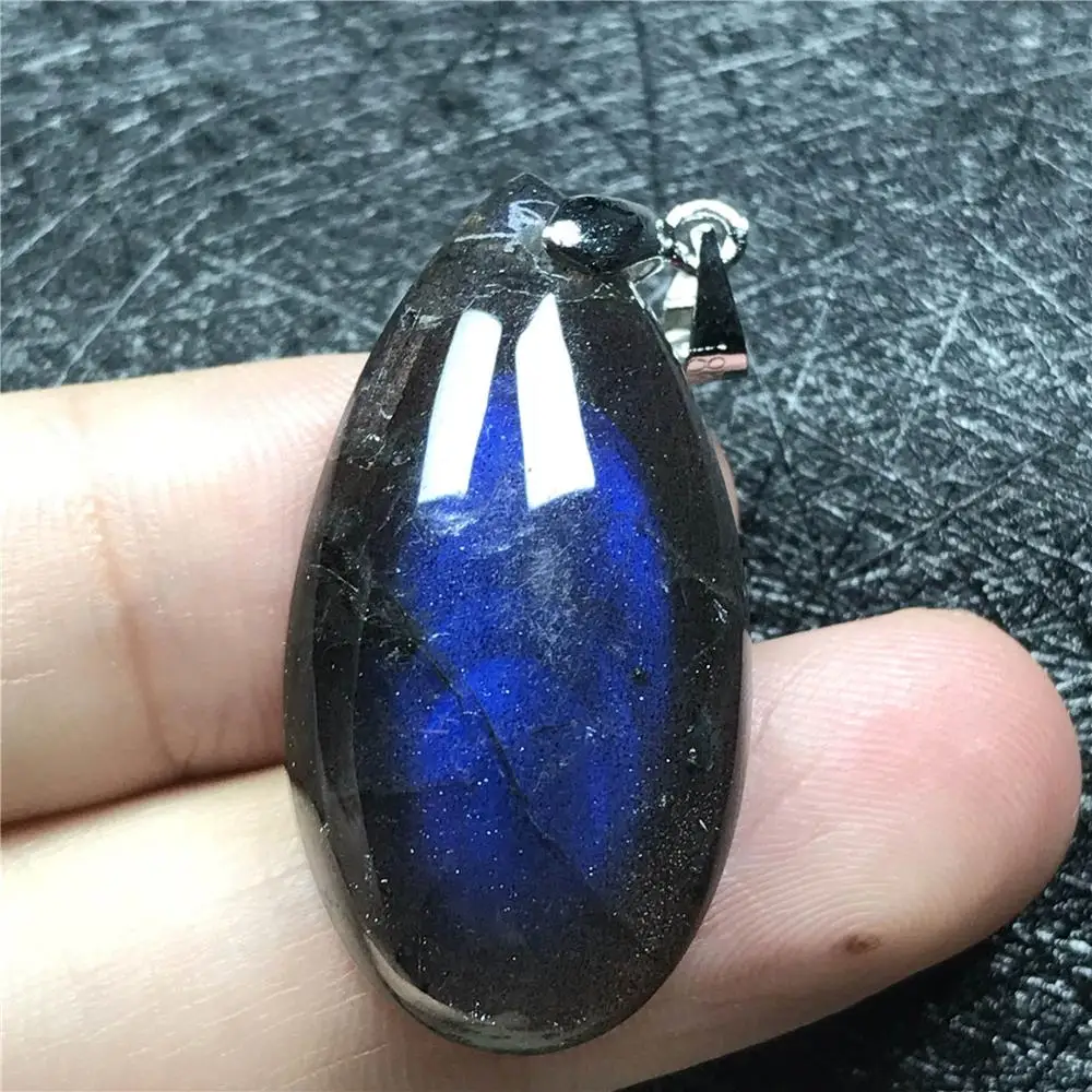 

Top Natural Blue Light Labradorite Neckalce Pendant For Woman Man Crystal 33x17x8mm Moonstone Stone Beads Silver Jewelry AAAAA