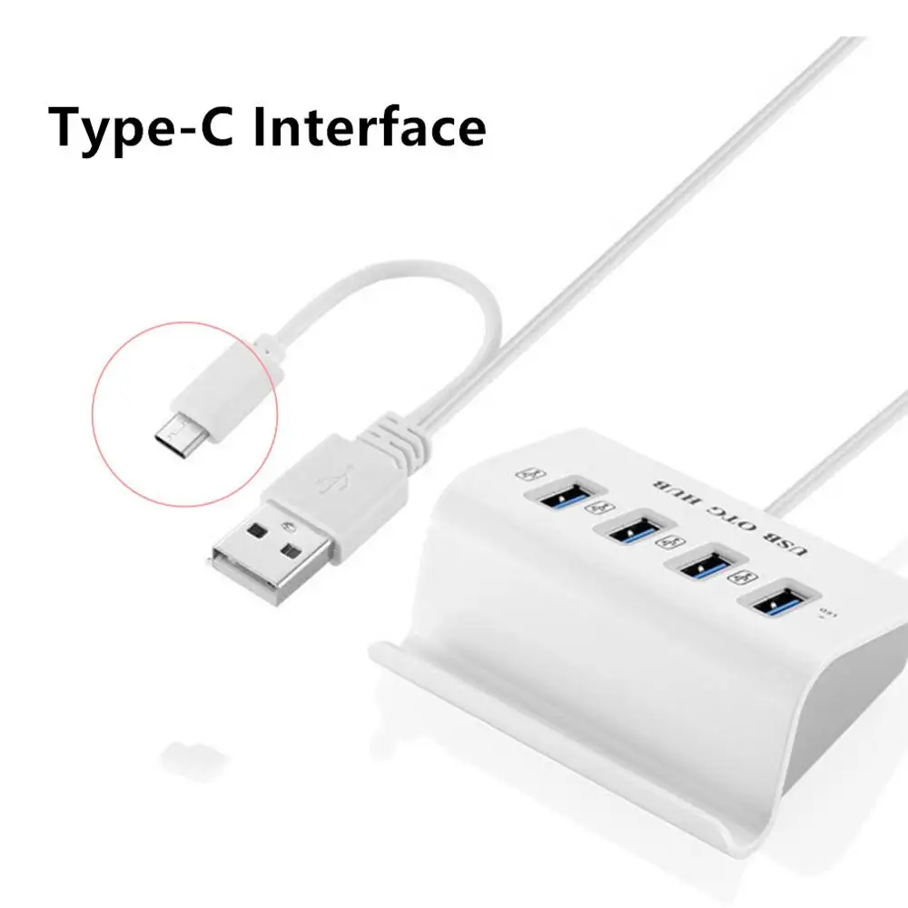 Type-C USB OTG концентратор 4 порта Micro USB3.0 концентратор адаптер OTG кабель сплиттер конвертер Android type-C адаптер с держателем смартфона - Цвет: Type-C