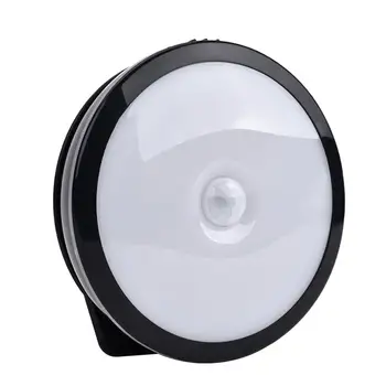 

Round LED Night Lamp Plastic Adhesive Human Body Induction Sensor Baby Room Bedroom Home Corridor Emergency Warm White Light