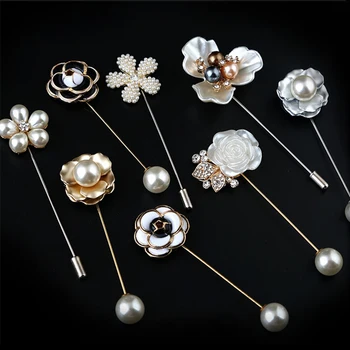 

Honeysuckle Camellia Brooches Pearl Women Rose Pin Brooch Metal Pin Set Shirt Veil Hijab Scarf Pin Brooch Fashion