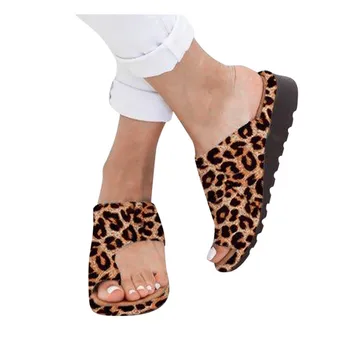 

new slipper beach for Womens Fashion Flats Leopard Wedges Open Toe Beach Shoes Roman Slippers Sandals тапочки женские 35-43size