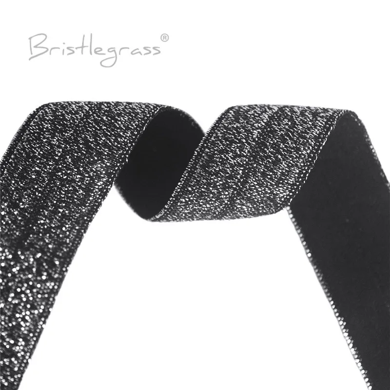 Borsten gras 2 5 10 50 3/4 Yard "20mm Silber Glitter Foldover elastisch Feind Spandex Band Haar gummi Stirnband Nähen Spitzen besatz – Detail 16