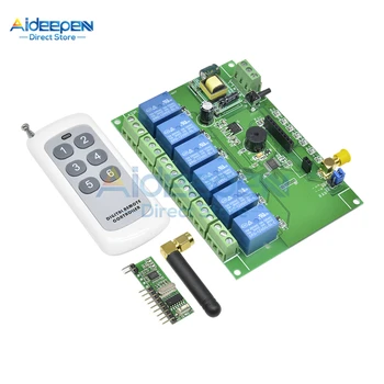 

110V-240V 6 Channel RF Receiver Relay Switch Module 433MHz Control With Antenna Remote Controller For Home Improvement