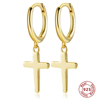 

925 Sterling Silver Earrings Cross Drop Earrings for Women Gold Silver Color Dangle Earrings Wedding Jewelry Gift