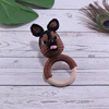 DIY Crochet Cartoon Lion Bunny Rattle Baby Wooden Ring Teether With Bell Newborn Teething Nursing Toy Montessori Children Toys 3