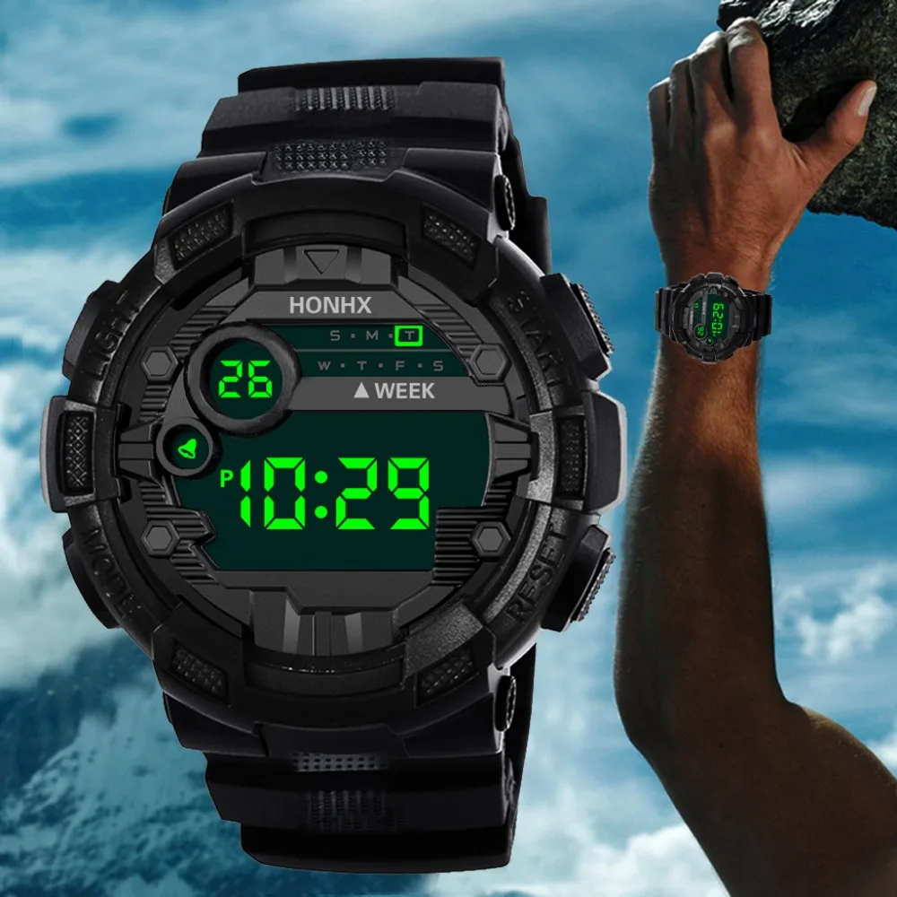 Honhx роскошный для мужчин s цифровой светодиодный часы Дата Спорт для мужчин открытый электронные часы цифровые часы для мужчин Водонепроницаемость#4O14
