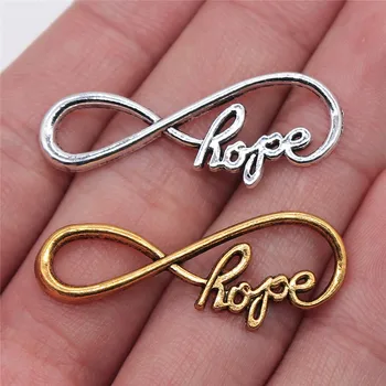 

WYSIWYG 8pcs 39x15mm 3 Colors Antique Gold Antique Silver Color Antique Bronze Infinity Hope Charm Hope Infinity Charm