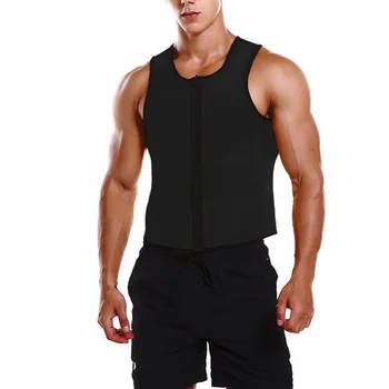 

S-4XL Men Sweat Neoprene Body Shapers Zipper Vest Top Slimming Fitness Weight Loss Shapewear Plus Size Belt Belly Vest1