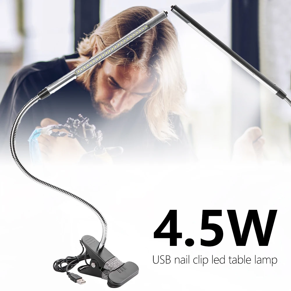 Портативная Светодиодная настольная лампа с зажимом USB заряжаемая Регулируемая