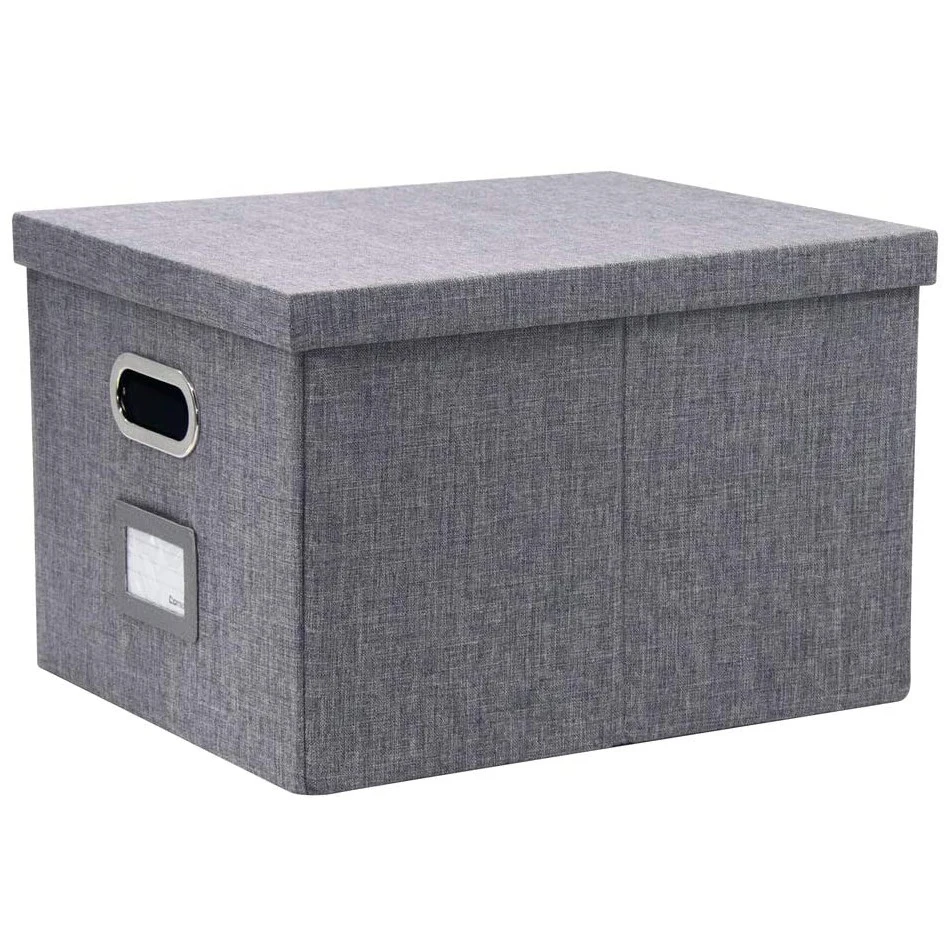 

Foldable Storage Box with Removable Lid, Large Capacity Cotton Linen Box Collapsible Fabric Container