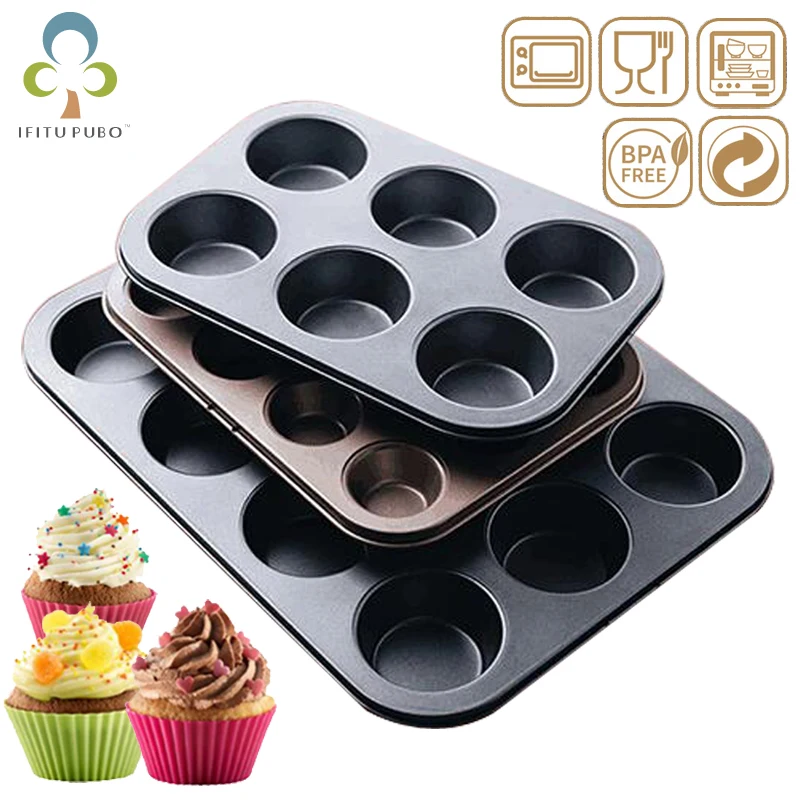 6/12 Holes Square Cupcake Pan Muffin Tray Cupcake Mold Muffin Pan Carbon Steel Baking Pan Non