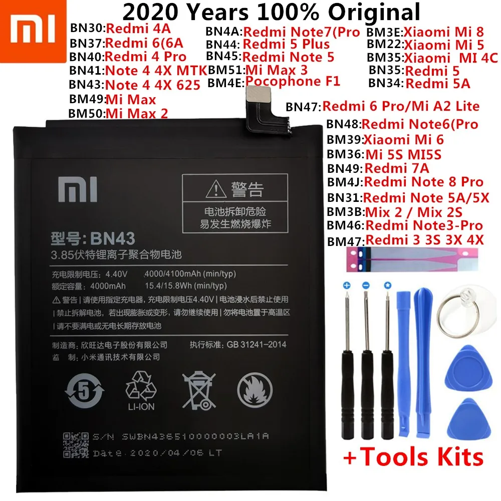 Оригинальный XiaoMi запасная батарея для Xiaomi Mi Redmi Note Mix 2 3 3S 3X 4 4X 4A 4C 5 5A 5S 5X M5 6 6A 7 8 Pro Plus