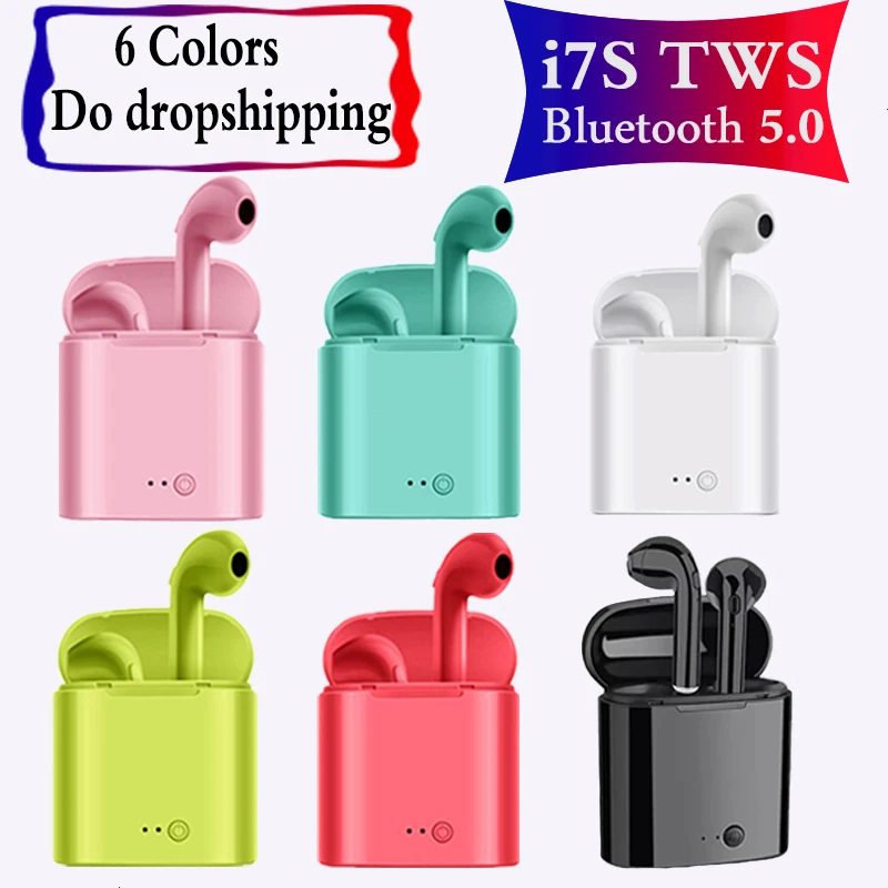 Новинка разноцветные i7s TWS Bluetooth наушники розовые синие беспроводные для телефона