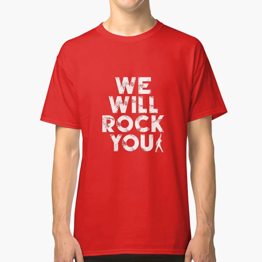 Мы будем РОК ВЫ T shirt queen мы Фредди Меркурий музыка песня текст | Мужская одежда