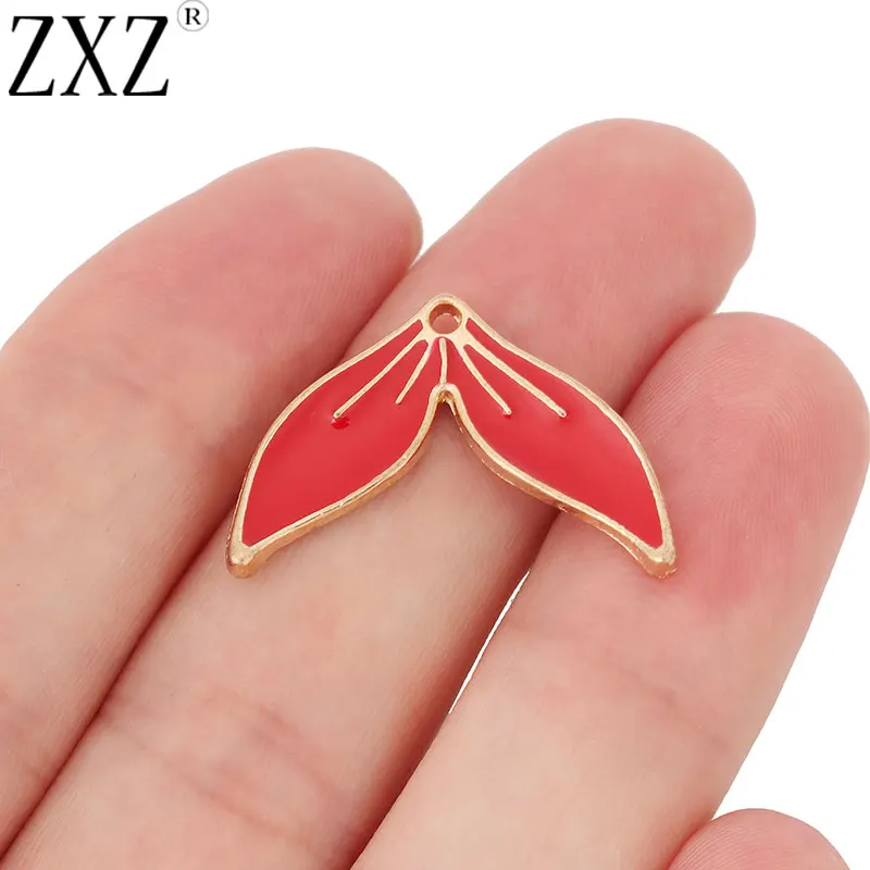 ZXZ 10pcs Gold Tone Enamel Mermaid Tail Charms Pendants Beads for Necklace Jewelry Making Findings 27x18mm | Украшения и